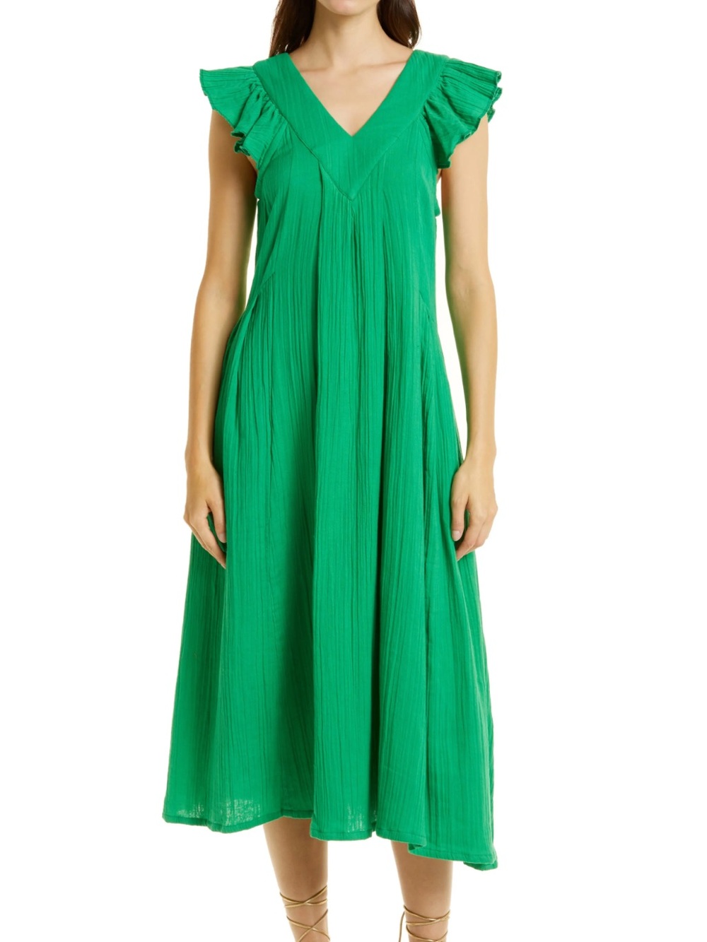 Mille Resort Catarina Double Cotton Gauze Dress in Green